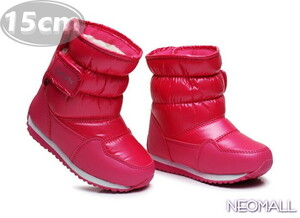  Kids снегоступы [954] 15.0cm розовый мутон ботинки спортивные туфли winter ботинки обратная сторона ворсистый водонепроницаемый защищающий от холода . скользить зимний обувь хлопок обувь 