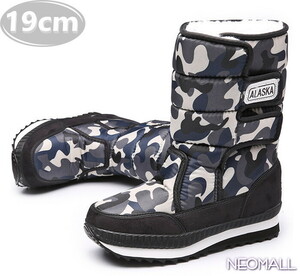 Kids снегоступы [953] 19.0cm серый мутон ботинки спортивные туфли winter ботинки обратная сторона ворсистый водонепроницаемый защищающий от холода . скользить зимний обувь хлопок обувь 