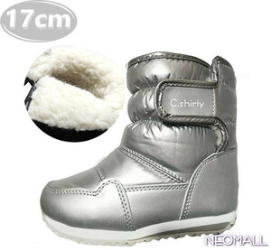  Kids снегоступы [954] 17.0cm серебряный мутон ботинки спортивные туфли winter ботинки обратная сторона ворсистый водонепроницаемый защищающий от холода . скользить зимний обувь хлопок обувь 