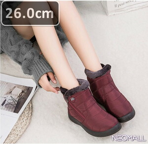  lady's snowshoes [957] red 26.0cm mouton boots sneakers winter boots reverse side nappy waterproof protection against cold . slide winter shoes cotton shoes 