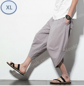 o bargain * men's sarouel pants gray XL casual hip-hop 7 minute height sweat plain pocket attaching all season [063]