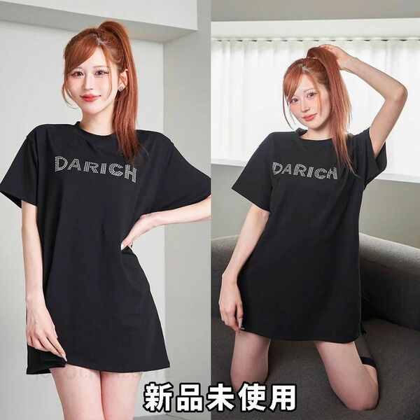 ダーリッチ ロゴビッグTシャツ ミニワンピース ブラック darich