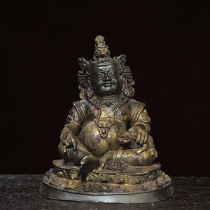 ▽鴻▽ 銅製 拓金 黄財神像 置物 古賞物 中国古玩 中国古美術