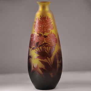 【開】20世紀前期 『エミール・ガレEmile Galle』 フロックス ベース花器Red Phlox Vase 高さ45.3cm 化粧箱付 SG130