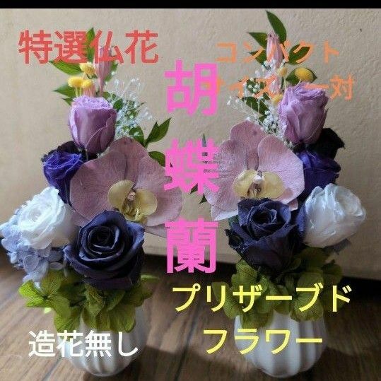 特選仏花　お供え花　胡蝶蘭　花瓶付き　コンパクトサイズ　造花無し　プリザーブドフラワー
