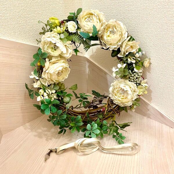 アートフラワー フラワーレース アレンジ 薔薇 ホワイト 飾り用 ハンドメイド