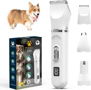 【2023年新登場】YIEASON 最新犬用バリカン 4in1ペット用バリカン 猫 LEDディスプレイ 電動猫犬爪切り 猫用バリカ