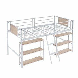  low type loft bed pipe bed single bed storage shelves attaching tree Northern Europe manner stylish child part shop steel enduring .