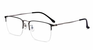 送料無料　超軽量　ハーフリム　金属フレーム　タテ眼鏡　レンズ交換可能　メガネフレーム　 sc0341