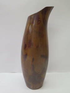 高岡銅器　麻生秀月造　青銅製 花瓶　共箱