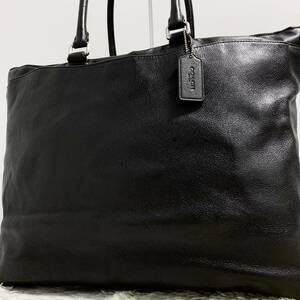 1 jpy ~ COACH Coach men's metropolitan business bag tote bag hand shoulder ..A4 storage high capacity original leather all leather black 