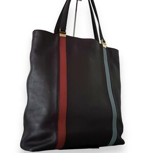 TOD'S tote bag stripe line leather A4 size vertical length length business men's Tod's 