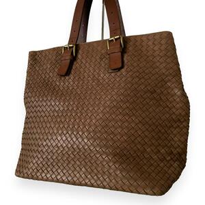 ボッテガヴェネタ トートバッグ A4サイズ イントレチャート ビジネス BOTTEGA VENETA レザー ハンドバッグ ブラウン 茶色