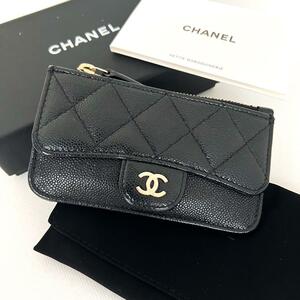 最新ランダム番号 シャネル フラグメントケース クラシック キャビアスキン ココマーク 小銭入れ CHANEL マトラッセ CC コインケース