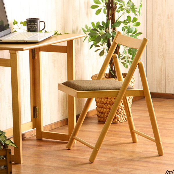【折りたたみチェア 椅子 木製 コンパクト】幅43×奥行53×高さ70cm ナチュラル