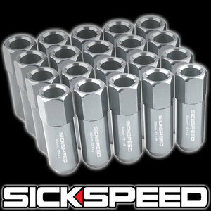 SICKSPEED polish P1.5 60mm 20ps.@ long nut JDM USDM Schic Speed Stan s lock nut Nissan Subaru Suzuki silver 