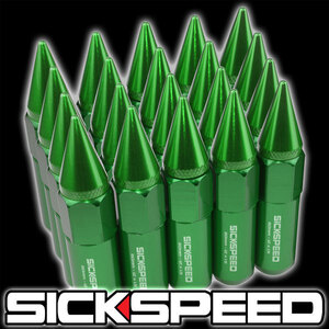 SICKSPEED spike nut green P1.25 20ps.@90mm JDM USDM Schic Speed wheel nut Nissan Subaru Suzuki aluminium nut 