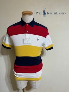 [ хорошая вещь ] Polo Ralph Lauren Polo Ralph Lauren окантовка олень. . рубашка-поло tops размер XS короткий рукав 165/88A темно-синий красный белый желтый 