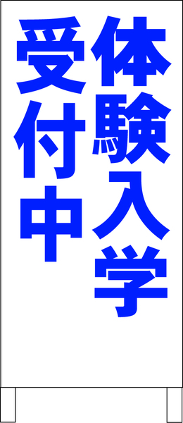 シンプル立看板「体験入学受付中（青）」【スクール・塾・教室】全長１ｍ・屋外可