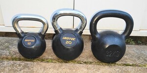  kettle bell I ro Tec IROTEC 12kg*20kg*32kg Work out training height weight iron ..tore fitness . summarize 