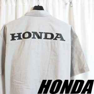  Honda HONDA short sleeves pit shirt . with pocket! cotton shirt jacket L size F1 Crew shirt staff beautiful goods casual shirt 060102