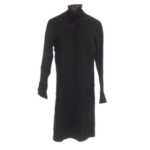 MA+ ステンカラー ロングシャツジャケット コート ブラック レディース-