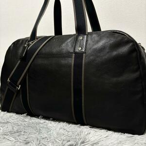 1 jpy ~[ ultimate beautiful goods ]COACH Coach Boston bag 2way worn te-ji shoulder bag black high capacity leather men's commuting business 