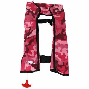 大人気！オリジナルデザイン！ ライフジャケット 自動膨張式 肩掛け ベストタイプ ピンク迷彩 男女兼用！ フリーサイズ 釣り 船 ボート