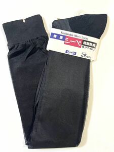 レトロ ナイロン100%/綿底 シースルー 透け ツルツル ナイロン ロングソックス ハイソックス フクスケ 日本製 シーべ ブラック 靴下 25㌢