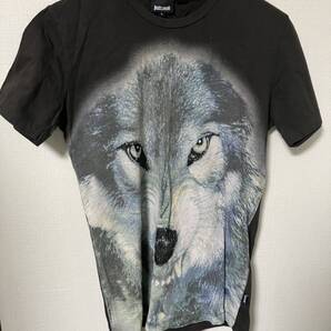 Just cavalli Tシャツ Mサイズ 黒 アニマル 狼 ウルフ プリント