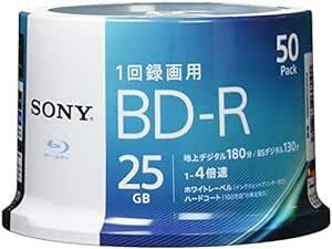 ソニー ブルーレイディスク BD-R 25GB (1枚あたり地デジ約3時間) 1回録画用 50枚入り 4倍速ダビング対応 ケース無