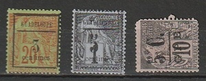 グアテロープ　1888年仏植民地に加刷３種未