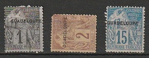 グアテロープ　1891年仏植民地に加刷３種未済