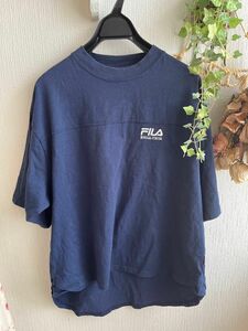 FILA 半袖Tシャツカットソー　レディース　着丈長め　Ｆ　フィラ　ネイビー　