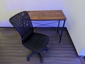 ウッド調デスクセット オフィス家具 オフィスチェア デスクチェア パソコンチェアー 椅子　引き取り限定