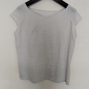 Echo ノースリーブ ニット カットソー シルバー ラメ 上品 L