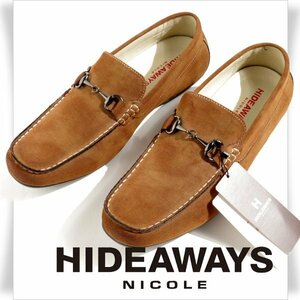 新品1円～★定価1.5万 ハイダウェイ ニコル HIDEAWAYS NICOLE メンズ ドライビングビットシューズ 25.5cm モカブラウン ◆5083◆