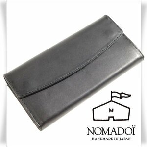 新品1円～★定価2.6万 NOMADOI ノマドイ 日本製 牛革 本革 レザー 二つ折り長財布 ロングウォレット 黒 ペンシルバニア◆5150◆