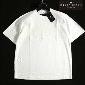 新品1円～★DAVID HICKS LONDON デービッド ヒックス ロンドン メンズ 綿 半袖 クルーネック デザインカットソー L 白 本物 ◆5284◆