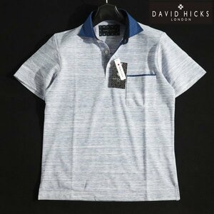 新品1円～★DAVID HICKS LONDON デービッド ヒックス ロンドン メンズ 半袖 コットン綿 シャツ衿 鹿の子素材ポロシャツ M 本物 ◆5361◆