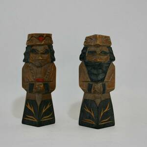 アイヌ 伝統工芸品 ニポポ人形 夫婦　[ 木彫 置物 郷土玩具 木彫り 日本人形]