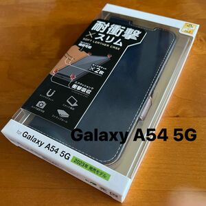 Galaxy A54 5G ( SC-53D SCG21 ) 用 ソフトレザーケース 手帳型 ステッチ 耐衝撃 磁石付き ネイビー