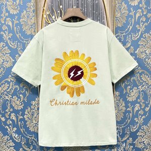 定価2万★christian milada・ミラノ発・半袖Tシャツ★人気 薄手 ゆったり 快適 スウェット デイジー柄 可愛い 定番 男女兼用 レジャー XL