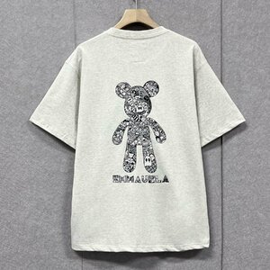 絶賛・半袖Tシャツ 定価2万◆Emmauela・イタリア・ミラノ発◆上質 吸汗 通気 ソフト 個性 クマ プルオーバー カットソー スウェット 夏 2XL