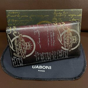 最上級 定価17万 特注限定品◆UABONI*ユアボニ*幻のパティーヌ*二つ折り 長財布*EU製◆カリグラフィー ゴールデン 手染 本革 カーフスキン