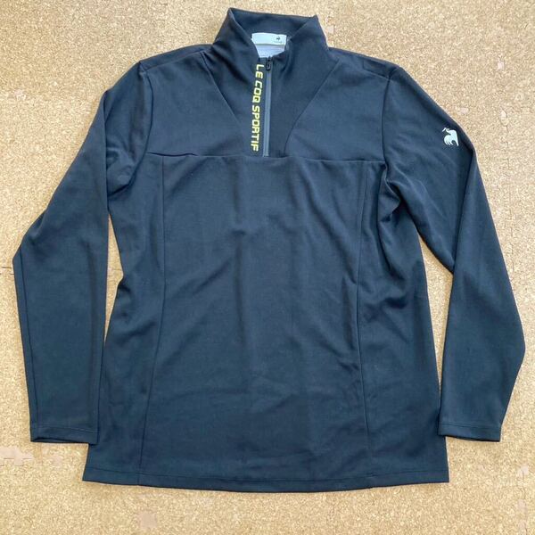 【美品】ルコック le coq sportif 長袖ウェア 長袖 ハーフジップ ゴルフウェア ゴルフシャツ LLサイズ メンズ 黒GOLF golf