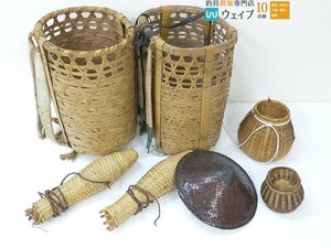 [ Kanagawa prefecture Sagamihara city store delivery limitation Undeliverable] bamboo back carrier ., fish ., net ., eel device bamboo . total 7 point former times . none set 