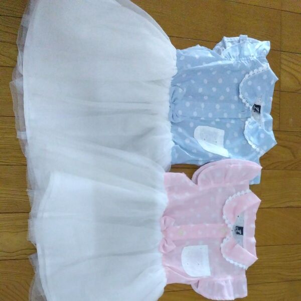 双子コーデ 姉妹コーデ ワンピース ベビー服 ベビーワンピース セット販売 80 90 ピンク 水色 フリル