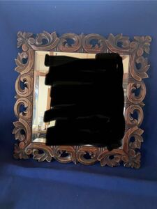 壁掛け 鏡 ウォールミラー 壁掛け鏡 木彫り 木製 インテリア ミラー アンティーク レトロ　格安　不用品　お得