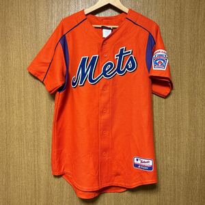 【90s】Majestic マジェスティク MLB ニューヨーク メッツ ユニフォーム　サイズM 白 青 オレンジ ヴィンテージ 半袖 ユニフォーム